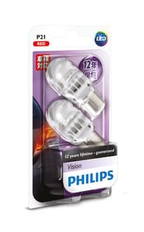 Philips LED Globe 12V P21 Red Stop Light