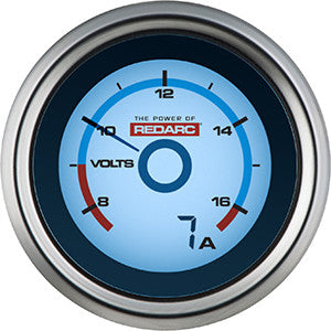 Redarc 6-16 Volt Gauge 52mm Diameter With Optional Current Display