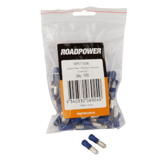 Roadpower Insulated Bullet Crimp Terminal Male Blue 5.0mm OD Qty 100