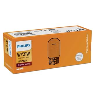 Philips Wedge Globe Amber 12V 21W W3x16D WY21W Standard (Pack of 10)