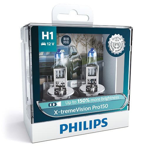 Philips Halogen Globe H1 12V 55W P14.5S +150% More Light 3400K X-TremeVision Pro150 (Twin Pack)