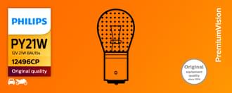 Philips Bayonet Globe Amber 12V PY21W BAU15S Standard (Pack of 10)