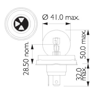 Philips Halogen Globe R2 24V 55/50W P45T-41 C1 Boxed (Single)