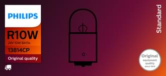 Philips Bayonet Globe Tail Light 24V 10W BA15S R10W Standard (Pack of 10)