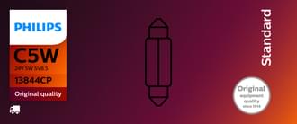 Philips Festoon Globe 24V 5W 36 x 10.5mm SV8.5 C5W Standard (Pack of 10)