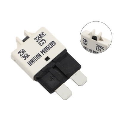 Circuit Breaker Blade (ATC) 28VDC 25A Manual Reset Type III White