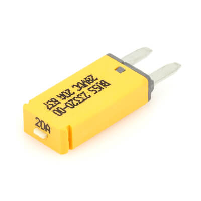 Circuit Breaker 20A 28V Mini Wedge Type III Manual Reset Yellow