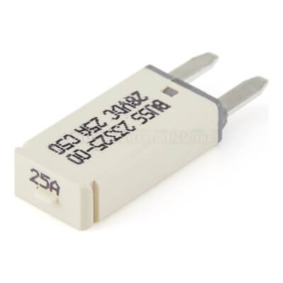 Circuit Breaker 25A 28V Mini Wedge Type III Manual Reset White