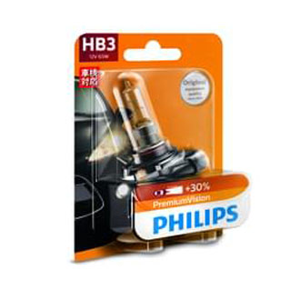 Philips Halogen Globe HB3 12V 65W P20D Premium +30% More Light Blister Pack (Single)