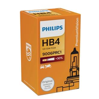 Philips Halogen Globe HB4 12V 55W P22D Premium +30% More Light Boxed (Single)