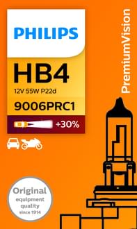 Philips Halogen Globe HB4 12V 55W P22D Premium +30% More Light Boxed (Single)