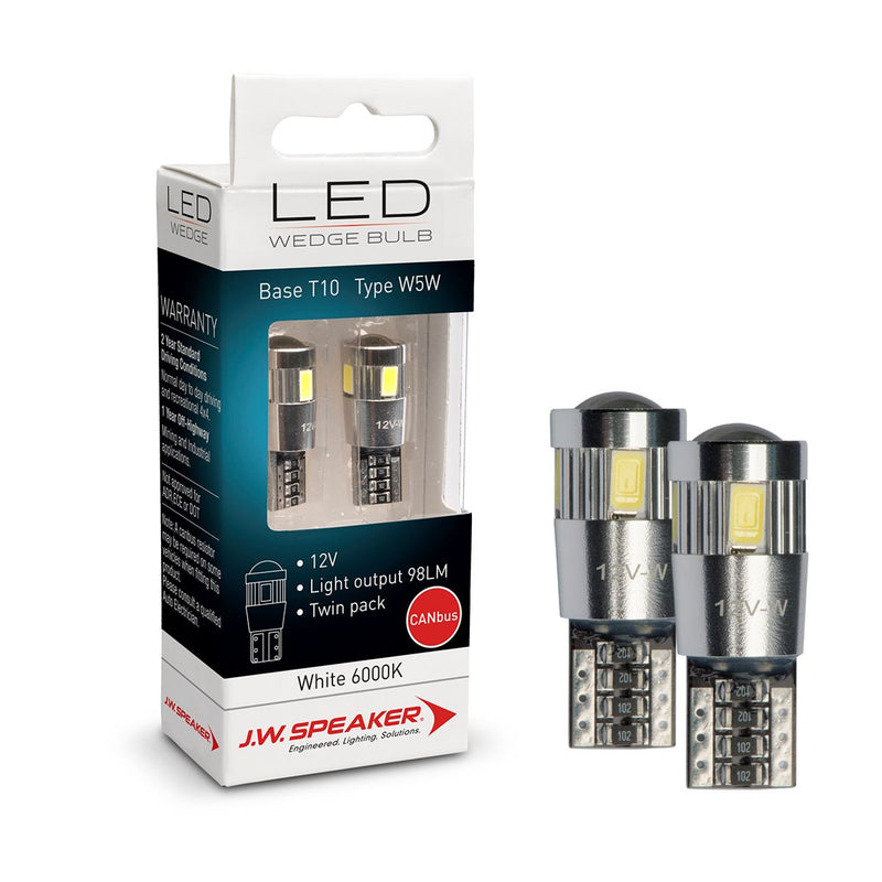 JW Speaker LED W5W / T10 CANBUS Wedge Kit 12V 6000K 98lm (Pair)