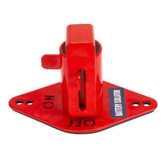 Battery Isolator Lockout Red With Cut Out ON/OFF Lettering