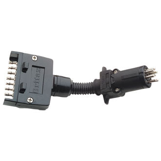 Trailer Connector Adaptor with 7 Pin Flat Plug to 7 Pin Small Round Plug