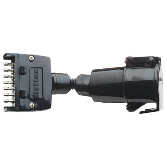Trailer Connector Adaptor with 7 Pin Flat Plug to 7 Pin Round Socket