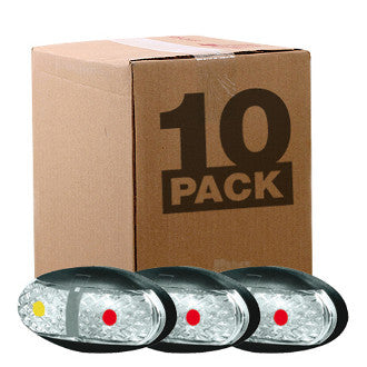 Roadvision LED Clearance Light Amber Red 10-30V 4 LED Oval 60x30mm Lens Clear Base Black 2.5MT [10 pk