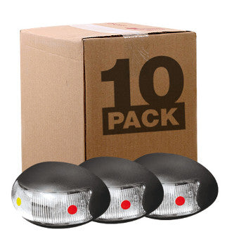 Roadvision LED Clearance Light Amber Red 10-30V 2 LED Oval 60x37mm Lens Clear 2.5m Lead (10 pk)