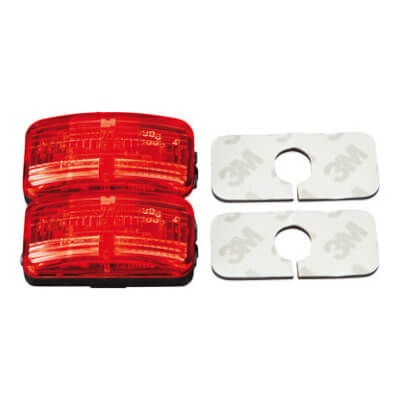Roadvision LED Clearance Light Red 10-30V 50x25mm Red Lens Self Adhesive Mount 0.5m Lead