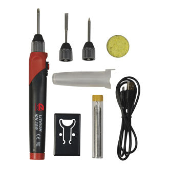 Rechargeable Lithium Soldering Iron Kit 30W includes Case Tips and Solder