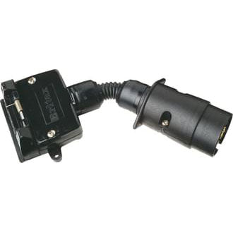 Trailer Connector Adaptor with 7 Pin Large Round Plug to 7 Pin Flat Socket