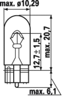 Tungsram Wedge Globe 12V 5W T10 W2.1x9.5D Standard W5W (Pack of 10)