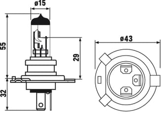 Tungsram Halogen Globe H4 12V 60/55W P43T-38 Original Quality Boxed (Single)