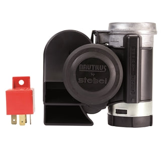 Air Horn Dual Tone 12V 530 & 680Hz Tones 139dB Compact Black Housing