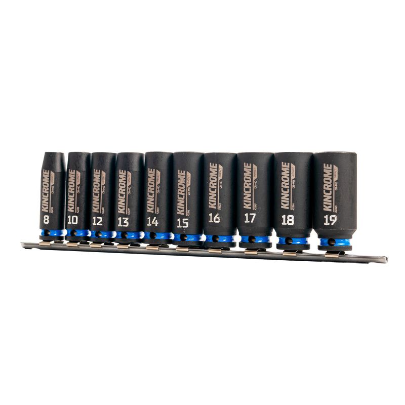Kincrome Deep Impact Socket Rail 3/8" Drive 10 Piece - Metric