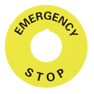 Label Emergency Stop Suits Kissling E-Stop Range 30mm Inside Diameter