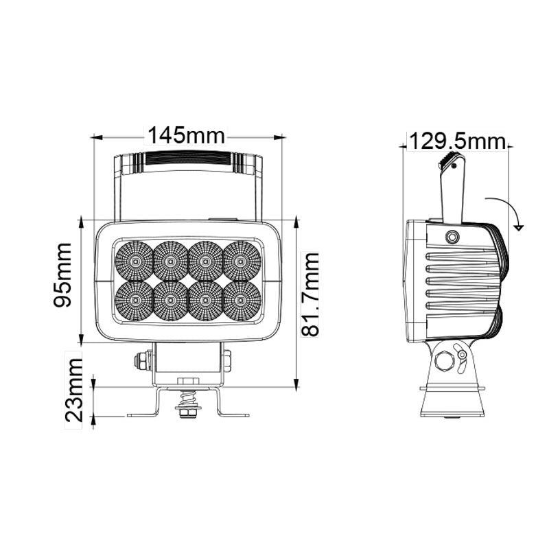 40W LED Work Light 40° Flood Beam 9-36V 3984lm IP68 Handle & Switch