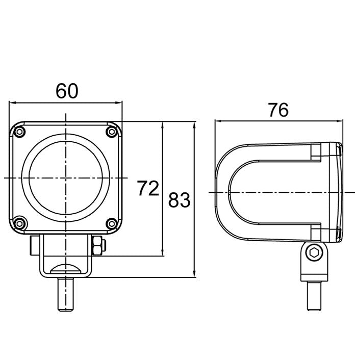 10W LED Work Light 40° Flood Beam 9-36V 1000lm IP68