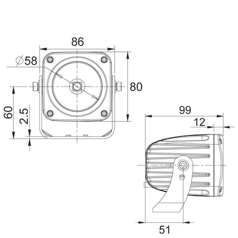 25W LED Work Light 10° Spot Beam 10-30V 1730lm IP68