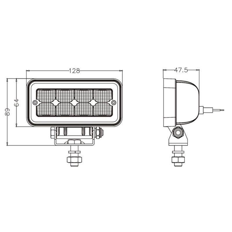 12W LED Work Light 50° Flood Beam 9-36V 1100lm IP68 Black Housing