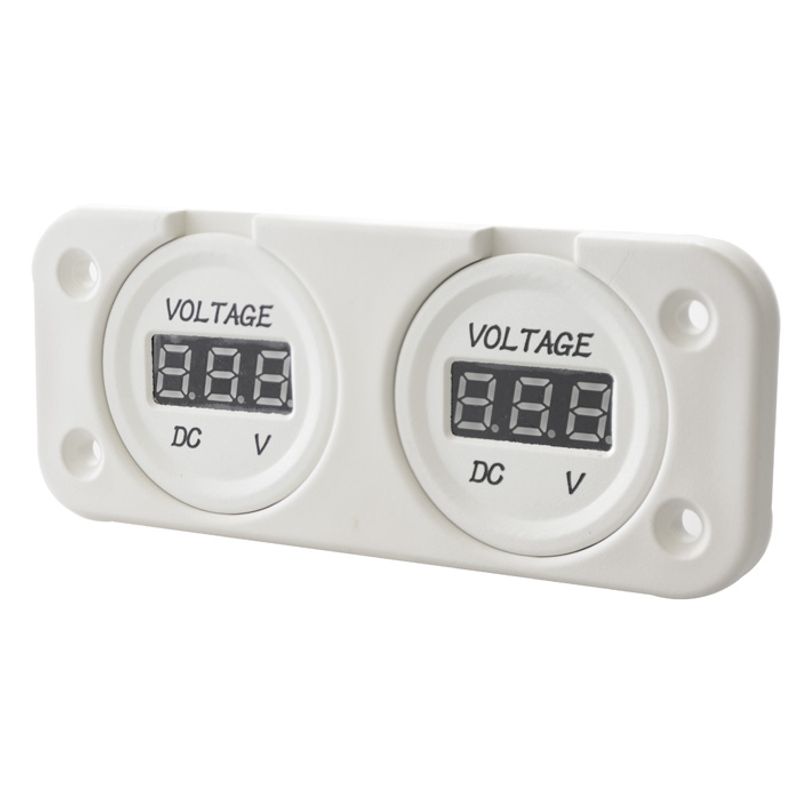 White dual panel mount digital VOLTMETER 12/24V LED Display