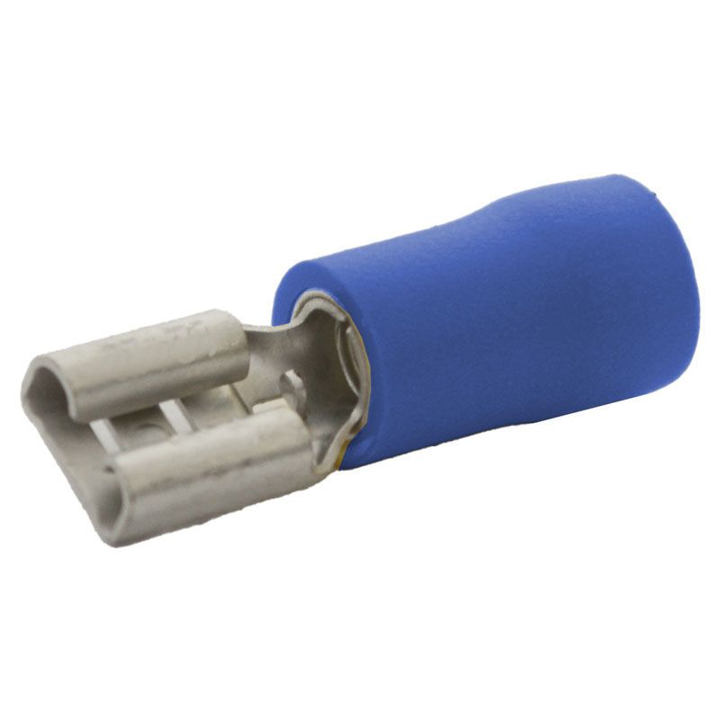 Female Blade Terminal Blue Vinyl Insulated Suits: 4mm Cable 6.3X0.8mm 14 Pack