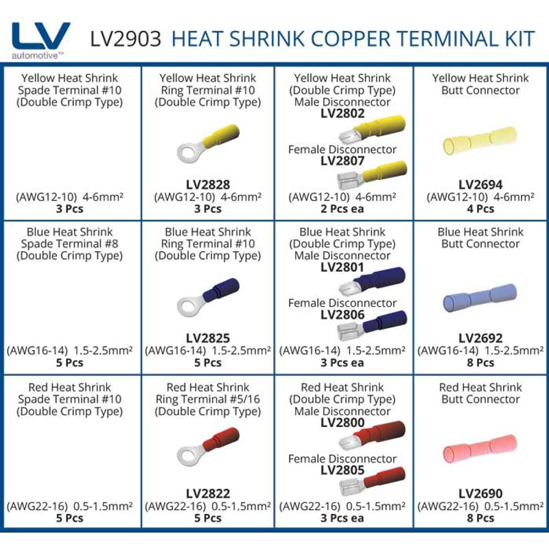 Heat Shrink Terminal Kit 62PCS Shrink Ratio 3:1