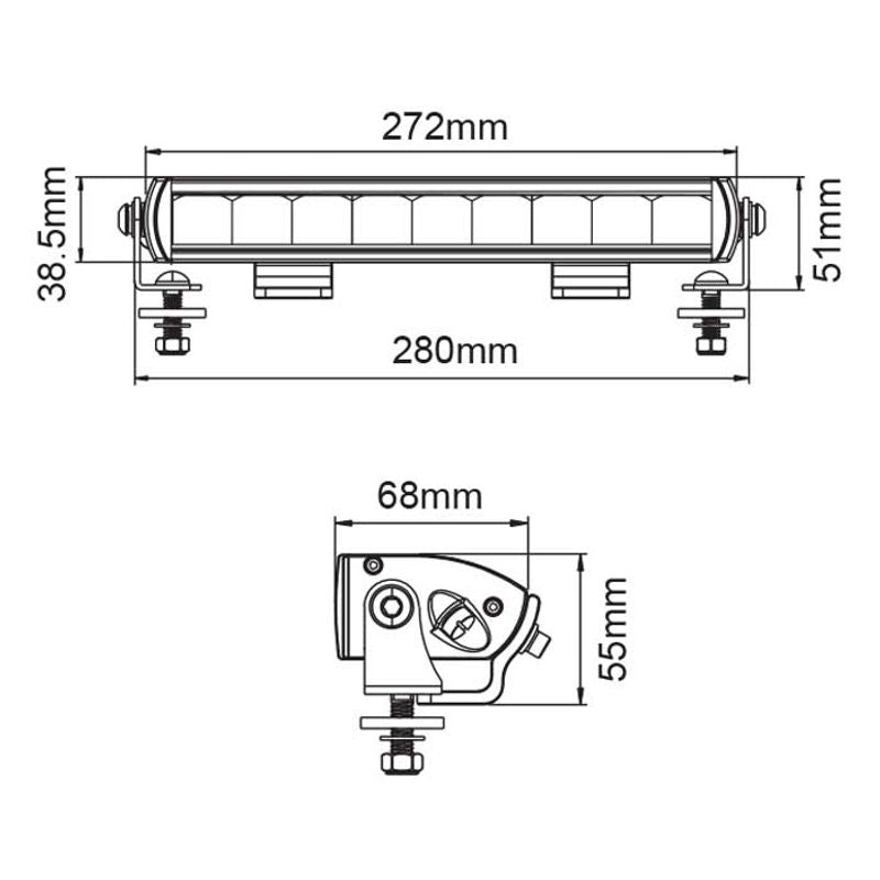 11" LED Slim Light Bar 45W 9x5W LEDs Combo Beam 9-36V IP69K