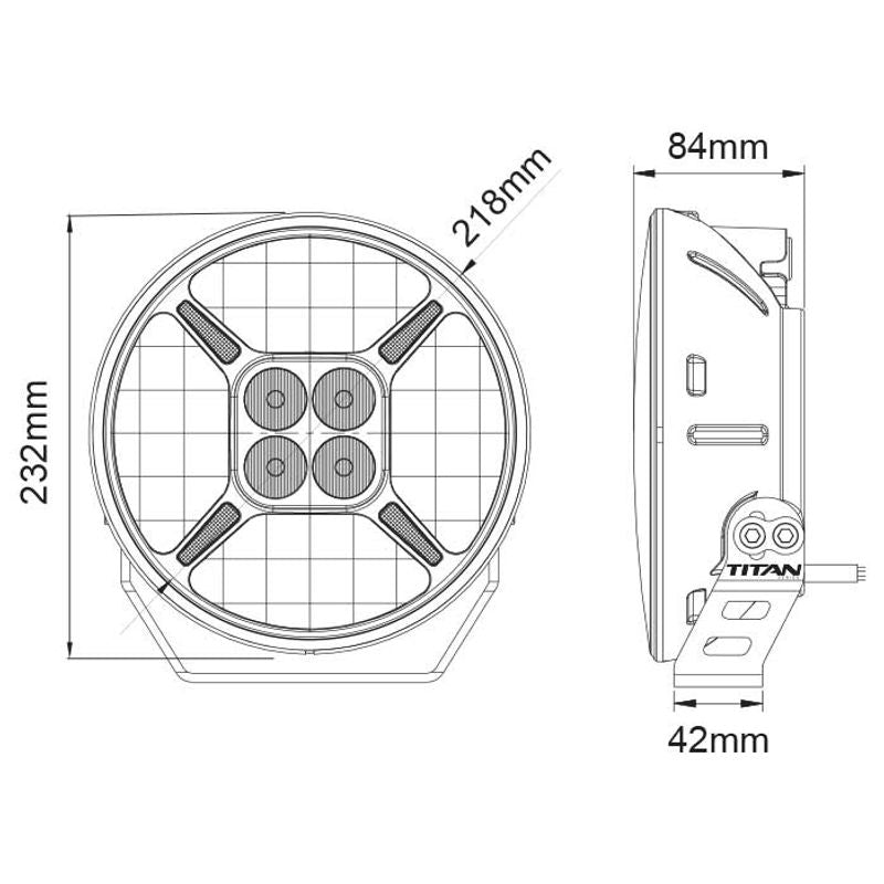 9" LED Driving Light Titan 9-36V 120W 12000lm IP69K DRL Function Chrome Reflector