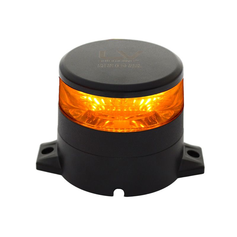 LED Beacon Amber 2 Hole Flange Mount 10-80V 12 Patterns SAE Class 1 CISPR25 Class 3
