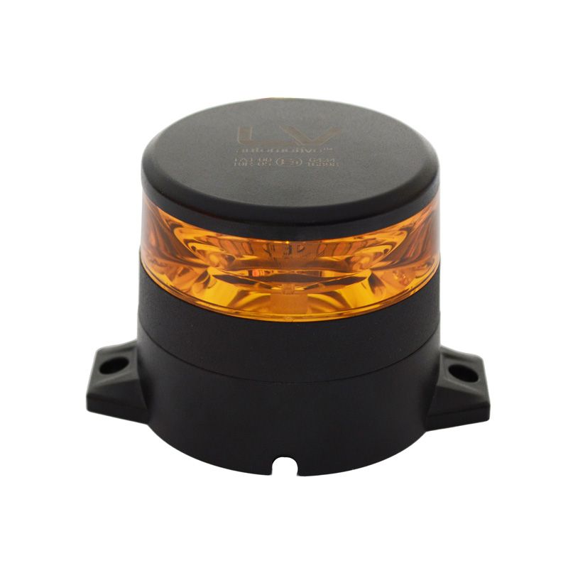 LED Beacon Amber 2 Hole Flange Mount 10-80V 12 Patterns SAE Class 1 CISPR25 Class 3