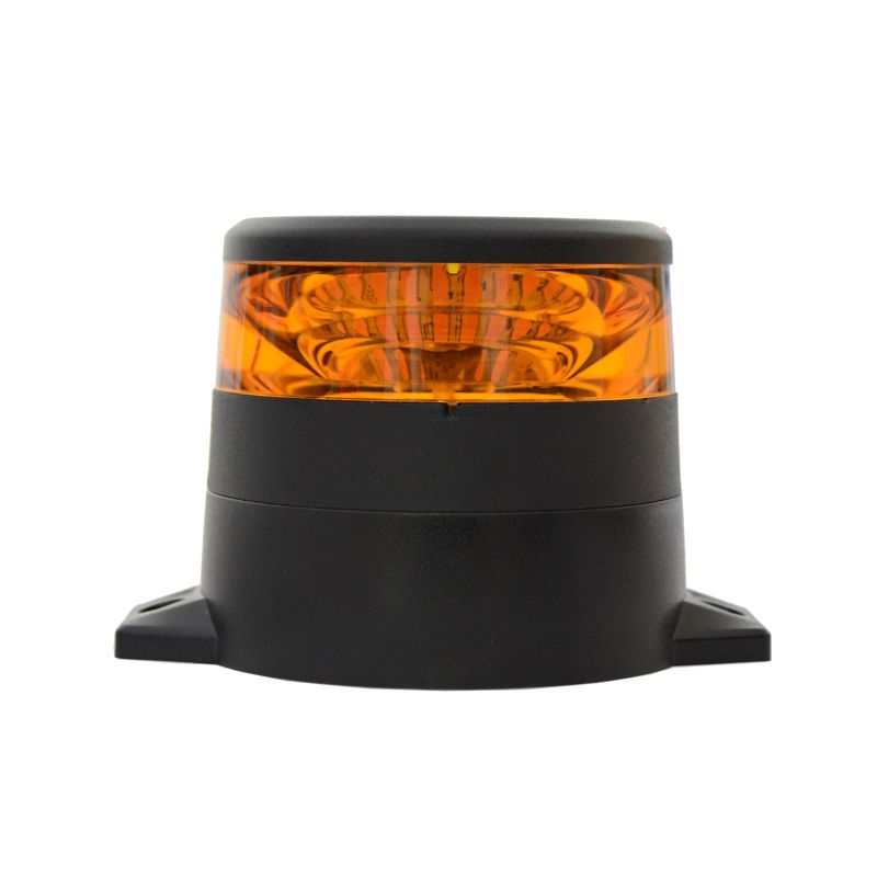 LED Beacon Amber 2 Hole Flange Mount 10-80V 12 Patterns SAE Class 1 CISPR25 Class 3