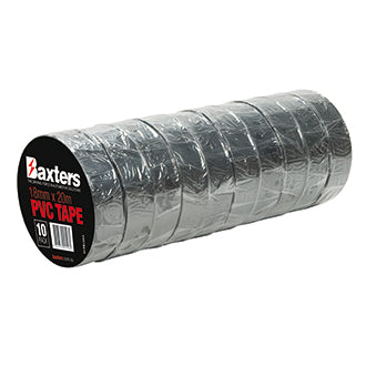 PVC Tape Black 18mm x 20m Roll (Pkt of 10)