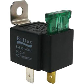Britax Mini Relay 24V 30A 4 Pin N/O Contacts Fused SPST Resistor Protected