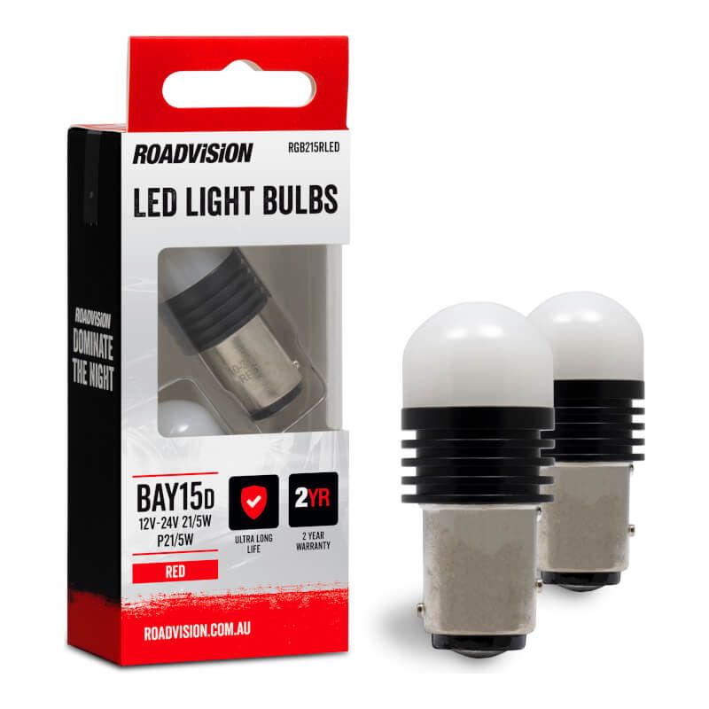 LED Bayonet P21/5W 12V-24V BAY15D Red 2PK