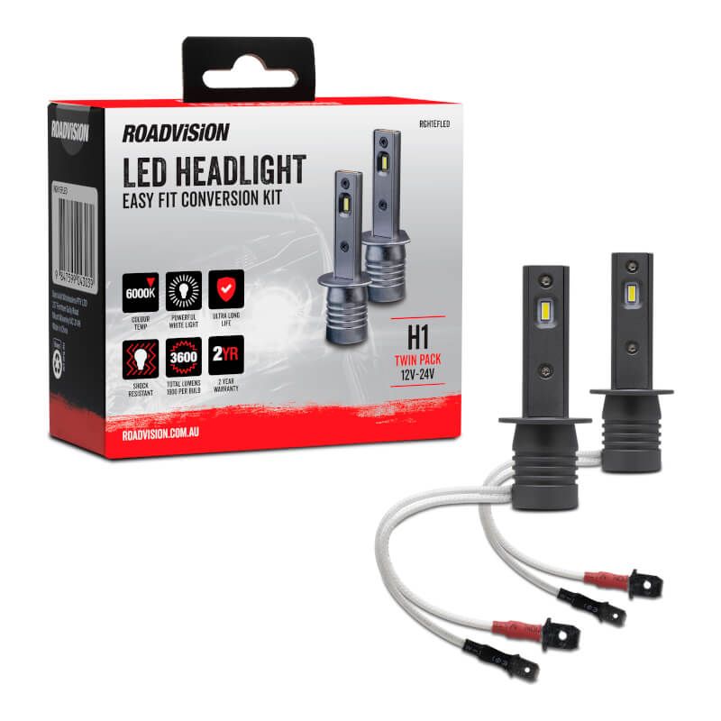 LED H1 12V-24V 6000K Easy Fit Headlight Globe Kit