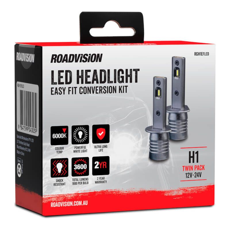 LED H1 12V-24V 6000K Easy Fit Headlight Globe Kit