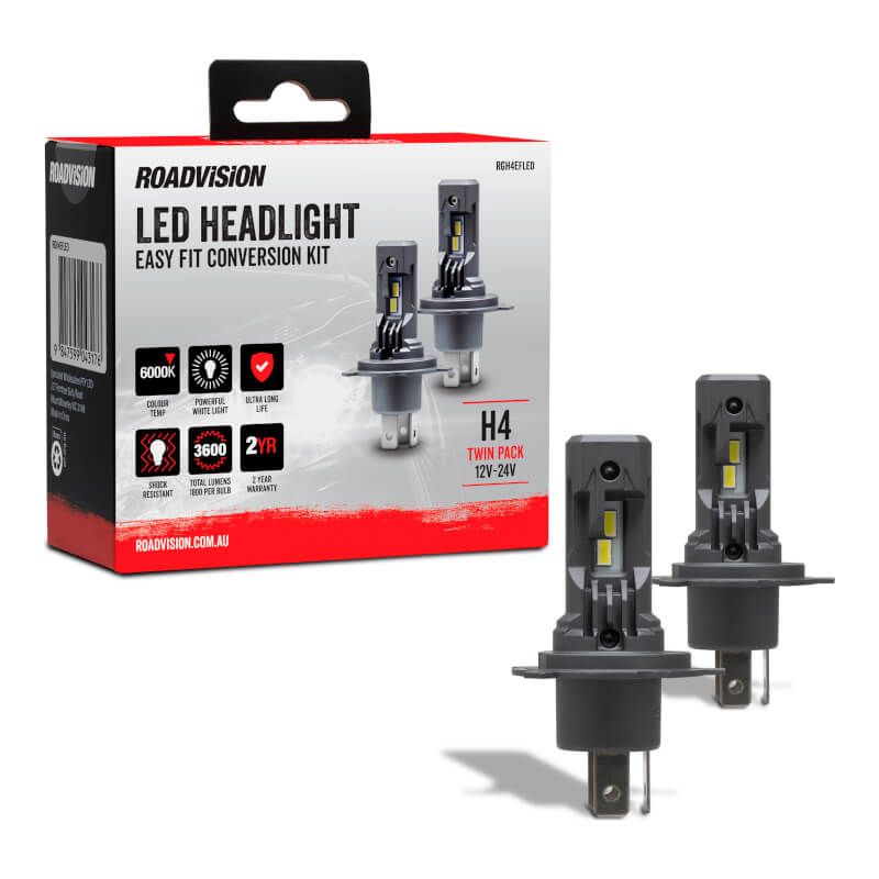 LED H4 12V-24V 6000K Easy Fit Headlight Globe Kit
