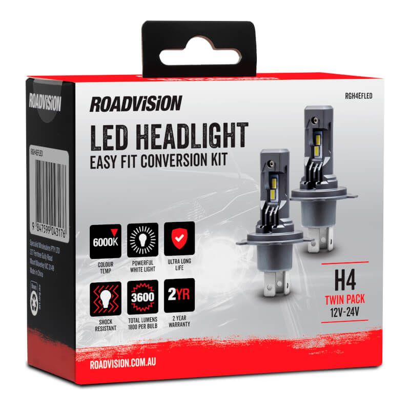 LED H4 12V-24V 6000K Easy Fit Headlight Globe Kit