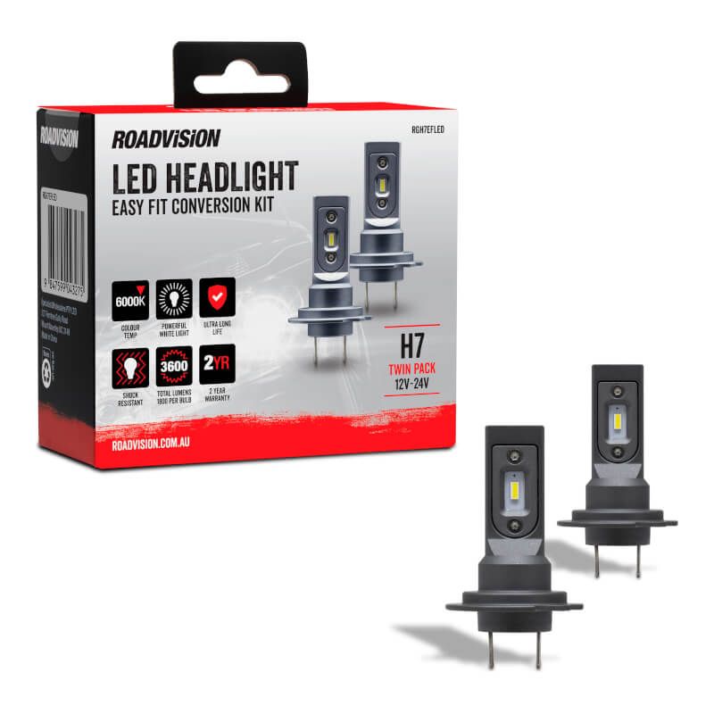 LED H7 12V-24V 6000K Easy Fit Headlight Globe Kit