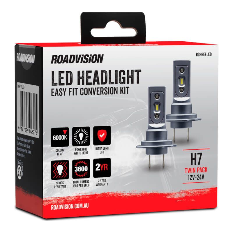LED H7 12V-24V 6000K Easy Fit Headlight Globe Kit